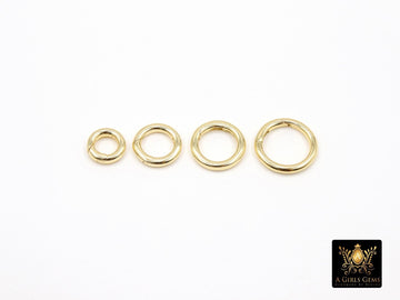 Gold Round Push Clasp, 10 mm 12 mm Small Gold Plated 925 Sterling Silver, 14 mm 16 mm Large Clip Connectors, Stamped Spring Clasp Findings